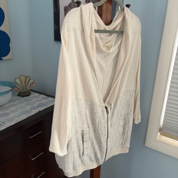 Moth by Anthropogie Austral Full Zip Neutral, Linen Blend Cardigan Sweater sz L - Picture 5 of 12